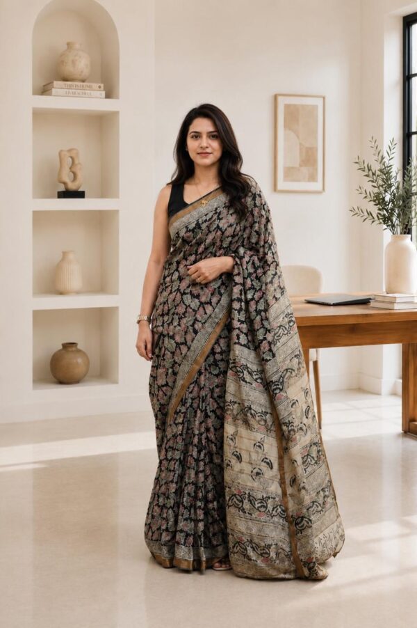 Pure Handloom Mangalagiri Printed Saree