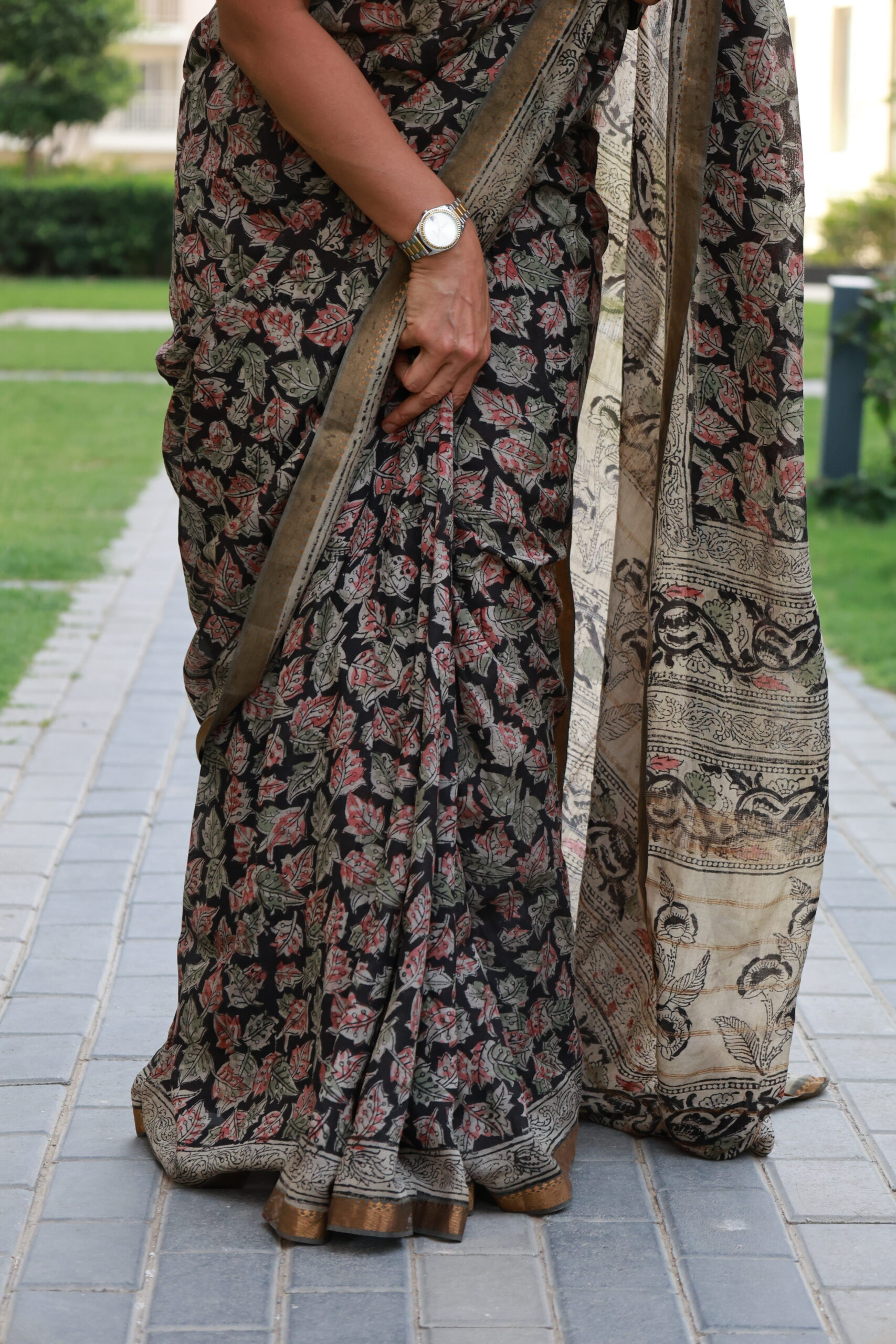 Pure Handloom Mangalagiri Printed Saree - Image 4