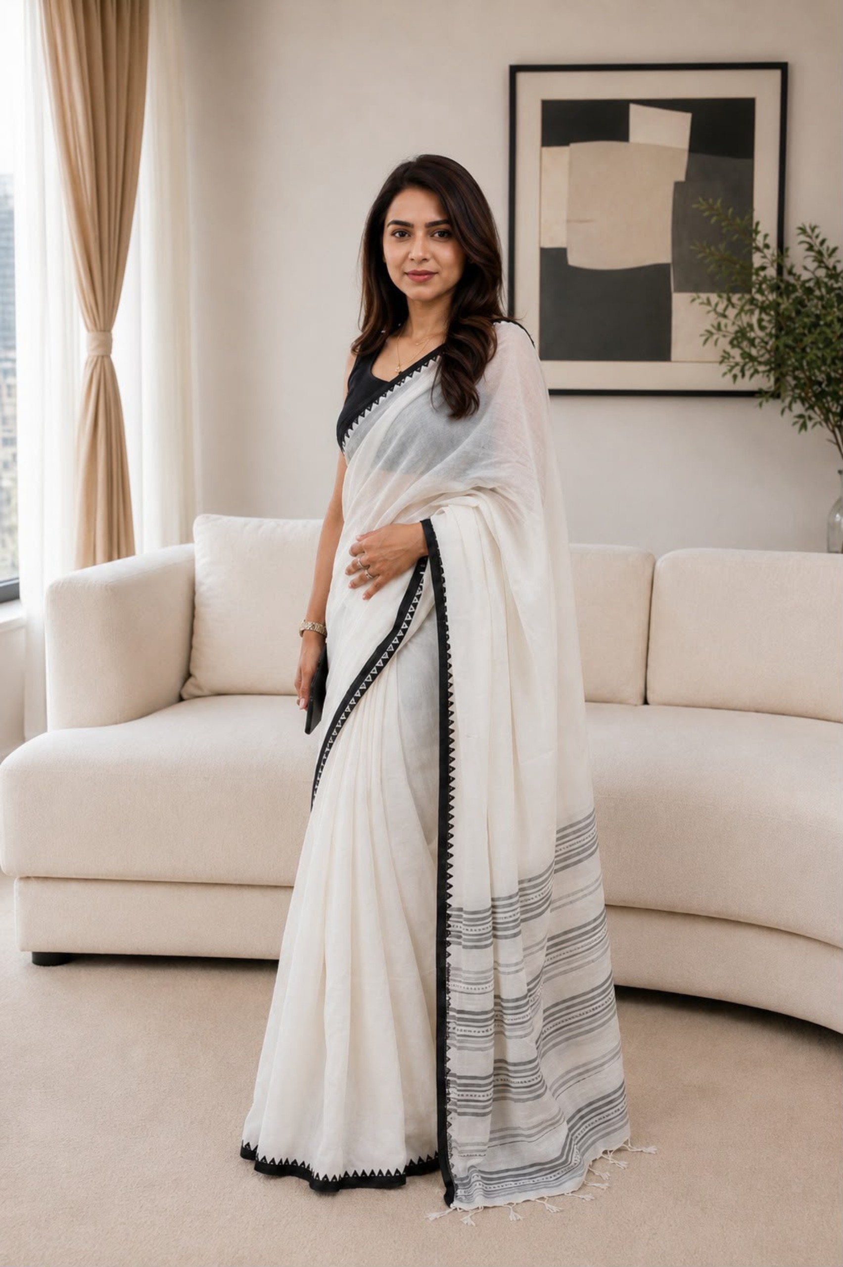 Calcutta Handloom Cotton Saree - Image 2