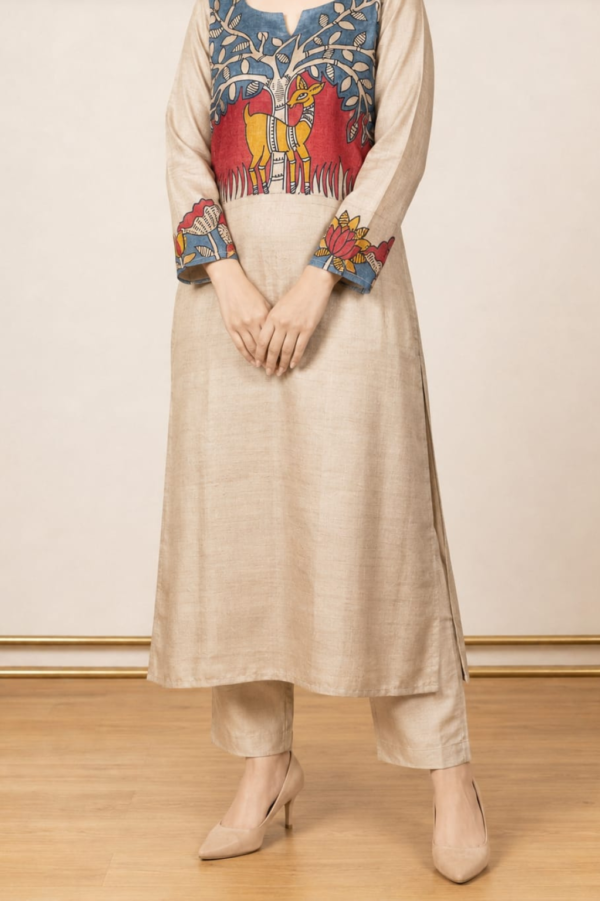 Desi Tussar Silk Hand-Printed Kurti