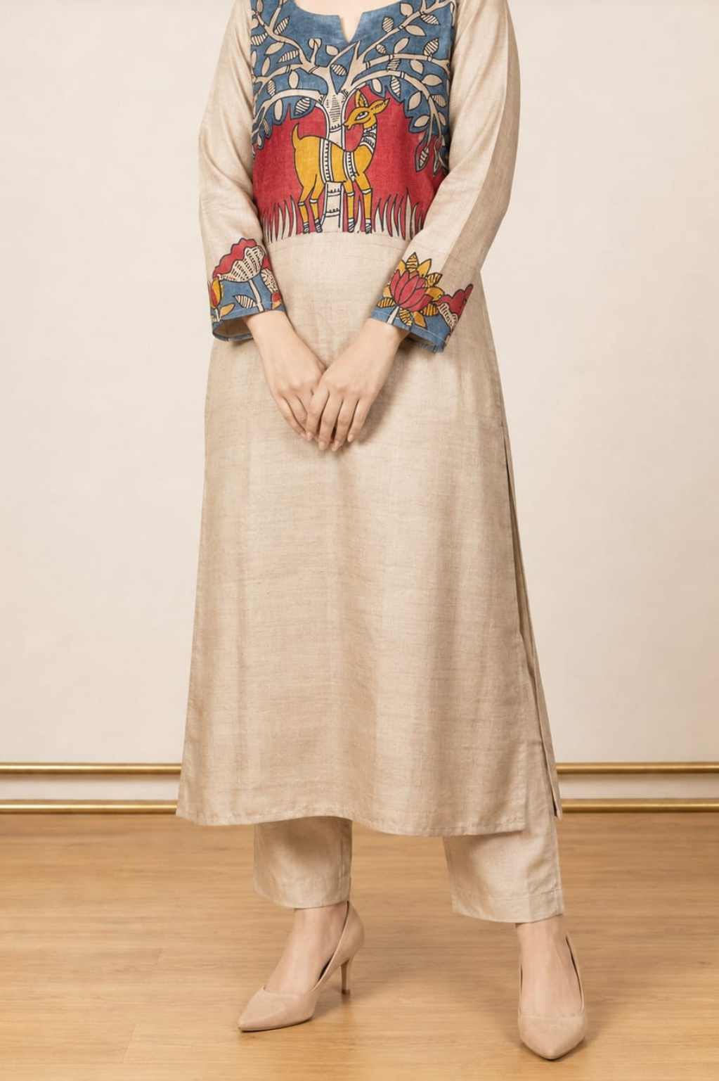 Desi Tussar Silk Hand-Printed Kurti 2