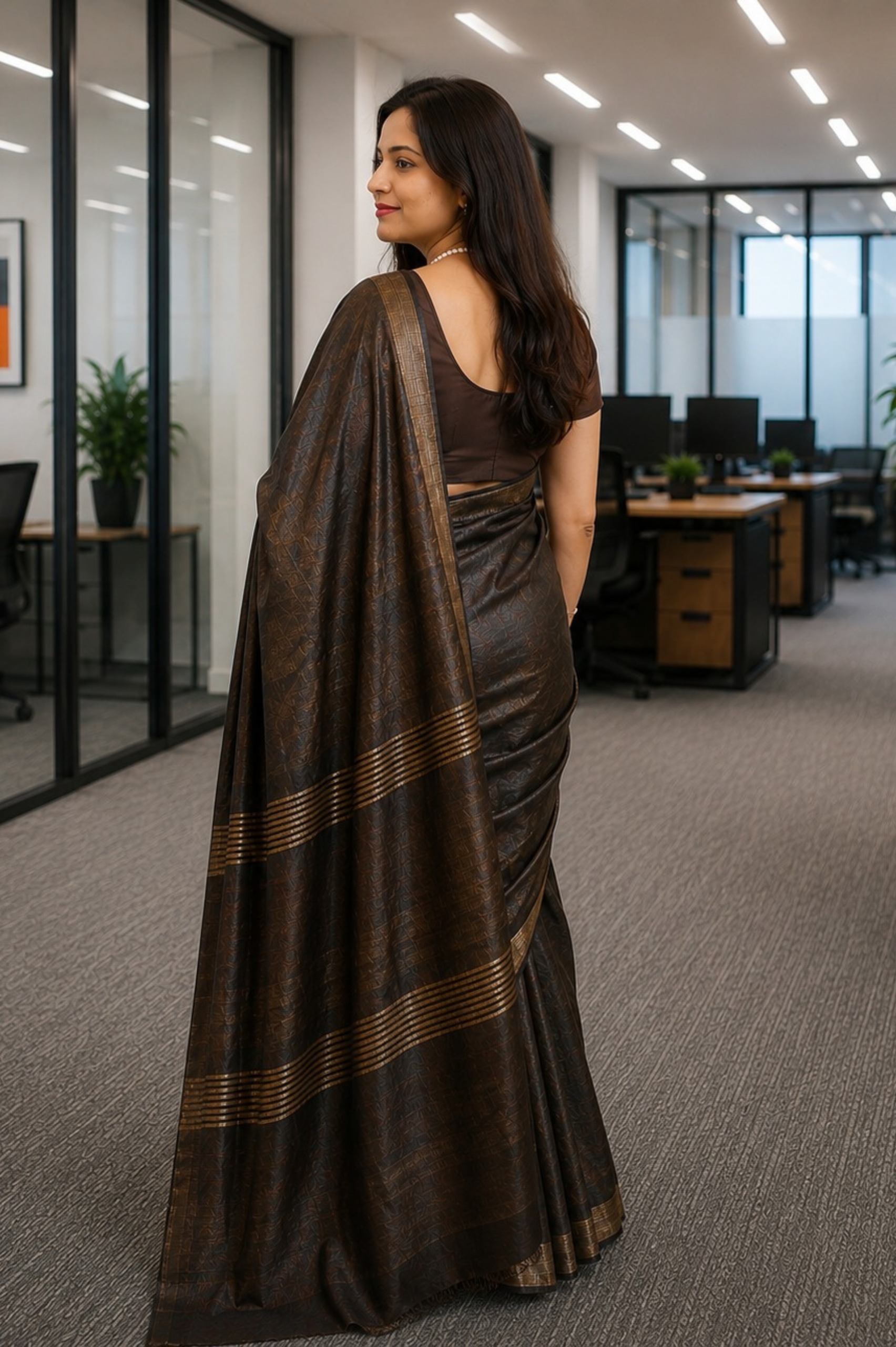 The Authority – Black Tussar Saree - Image 3