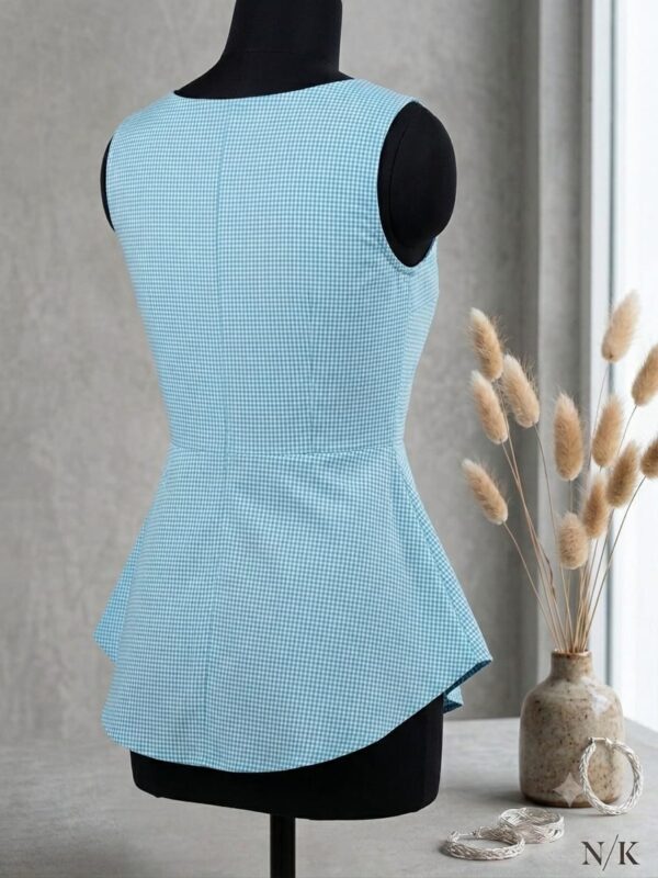 Sleeveless Cotton Peplum Top (blue, skyblue, beige)