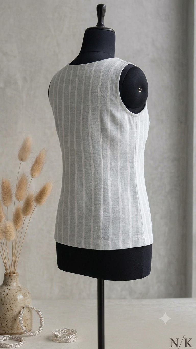 Linen Striped Top – Sage Green - Image 2