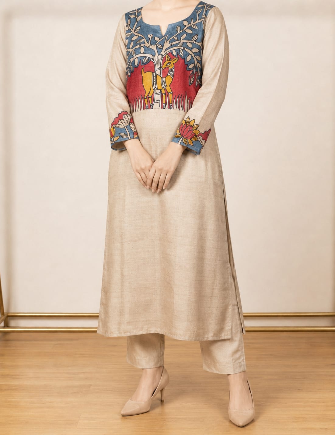 Desi Tussar Silk Hand-Printed Kurti 2