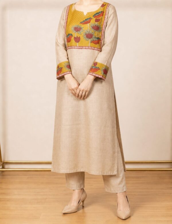 Desi Tussar Silk Hand-Printed Kurti