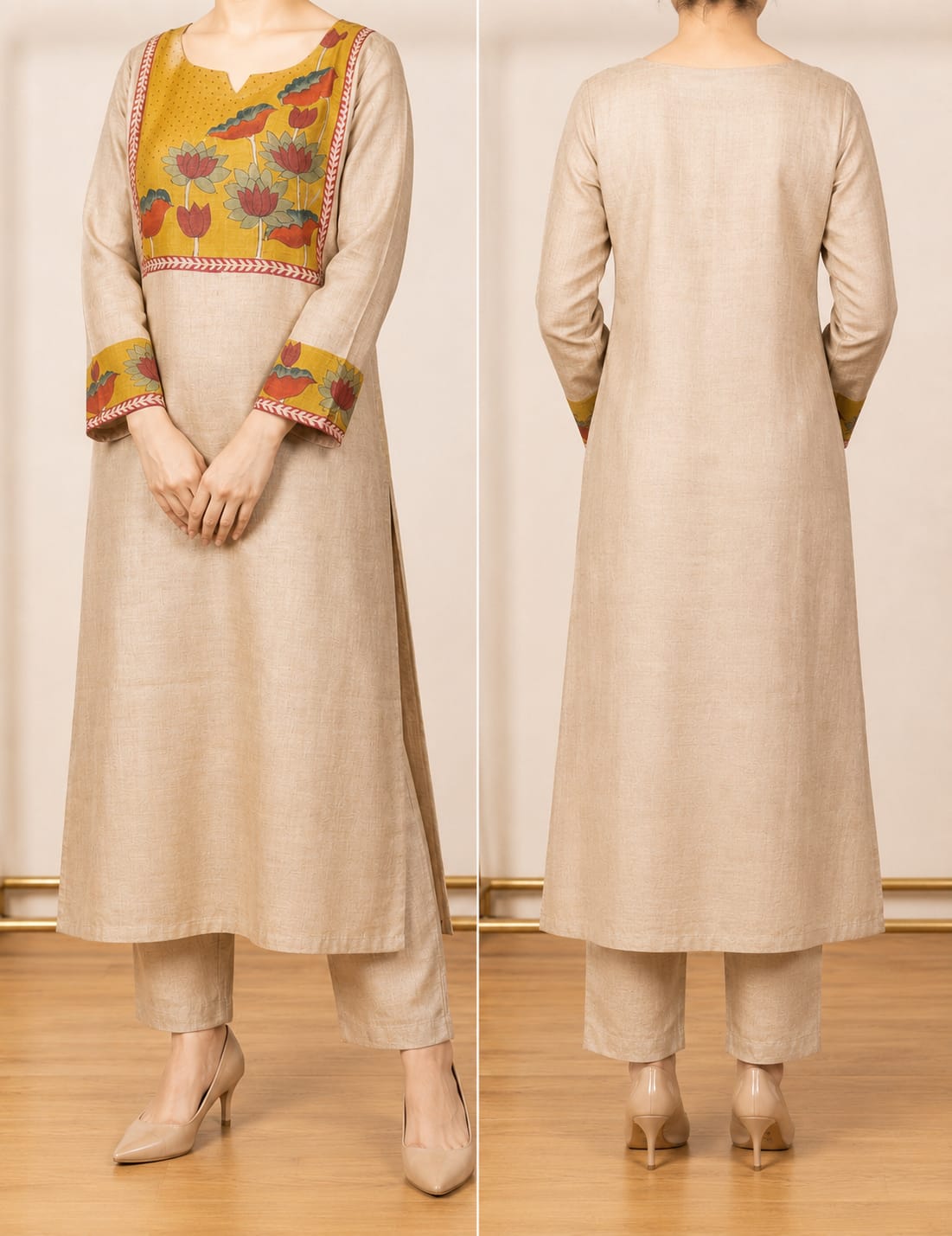 Desi Tussar Silk Hand-Printed Kurti - Image 2