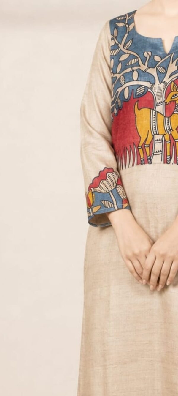 Desi Tussar Silk Hand-Printed Kurti 2