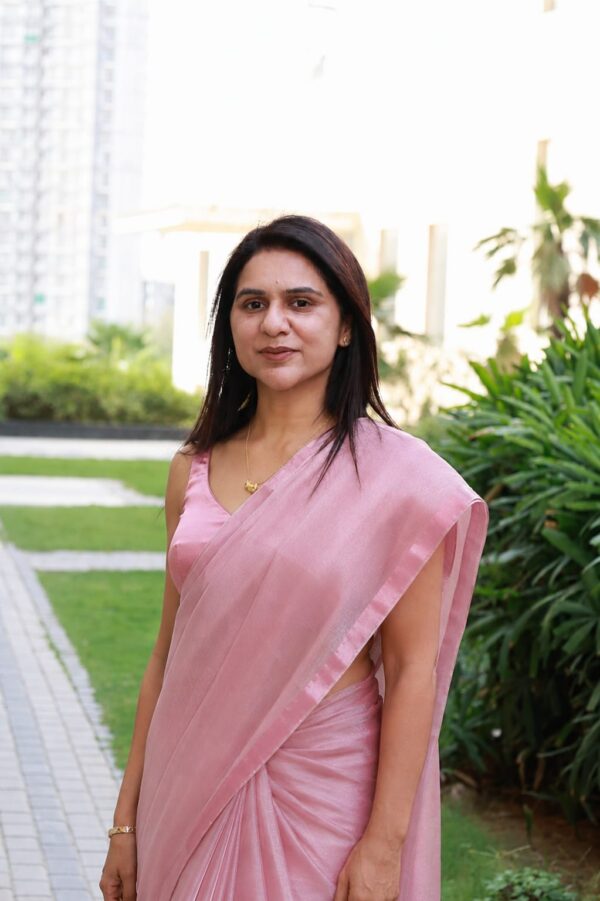 Dusty Pink Pure Organza Silk Saree