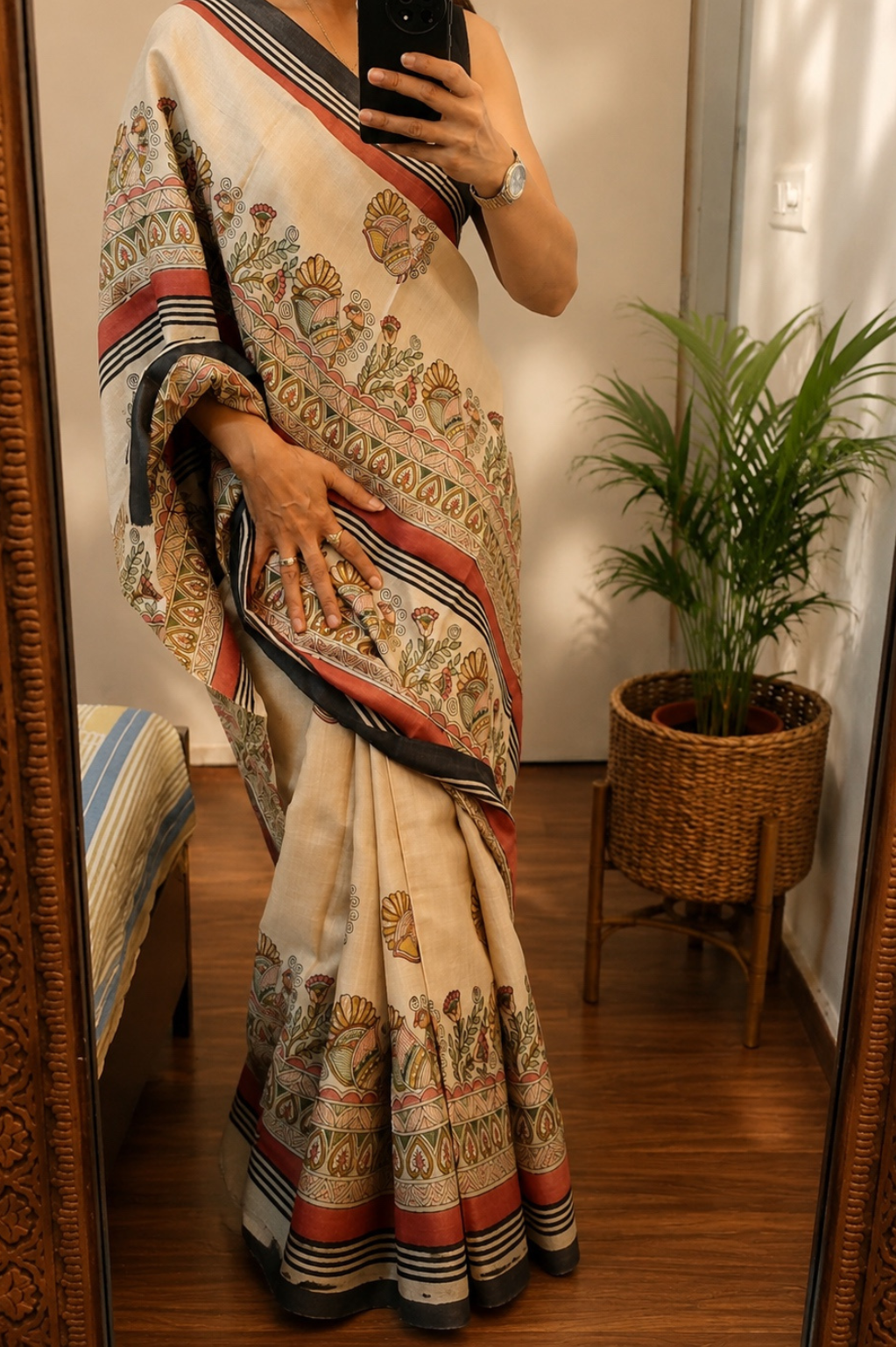 Pure Tussar Silk | Silk Mark Certified | Hand-Painted Saree