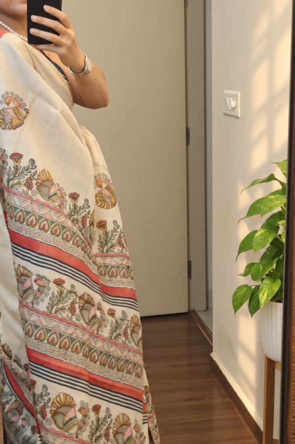 Pure Tussar Silk | Silk Mark Certified | Hand-Painted Saree