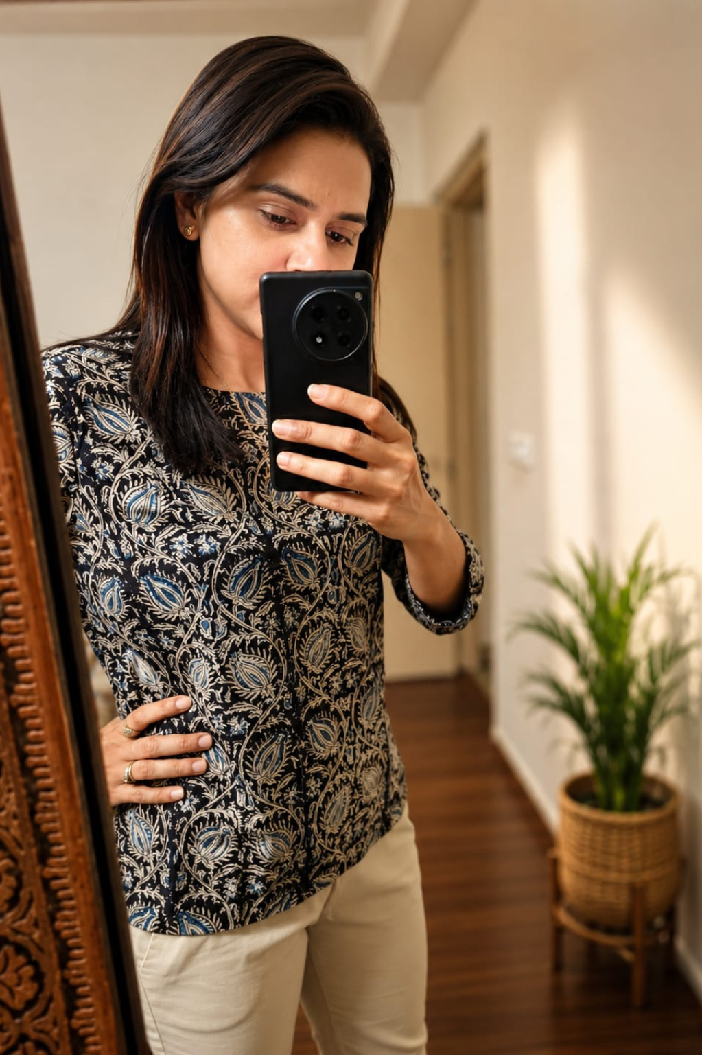 Midnight Kalamkari | Handloom Top - Image 3