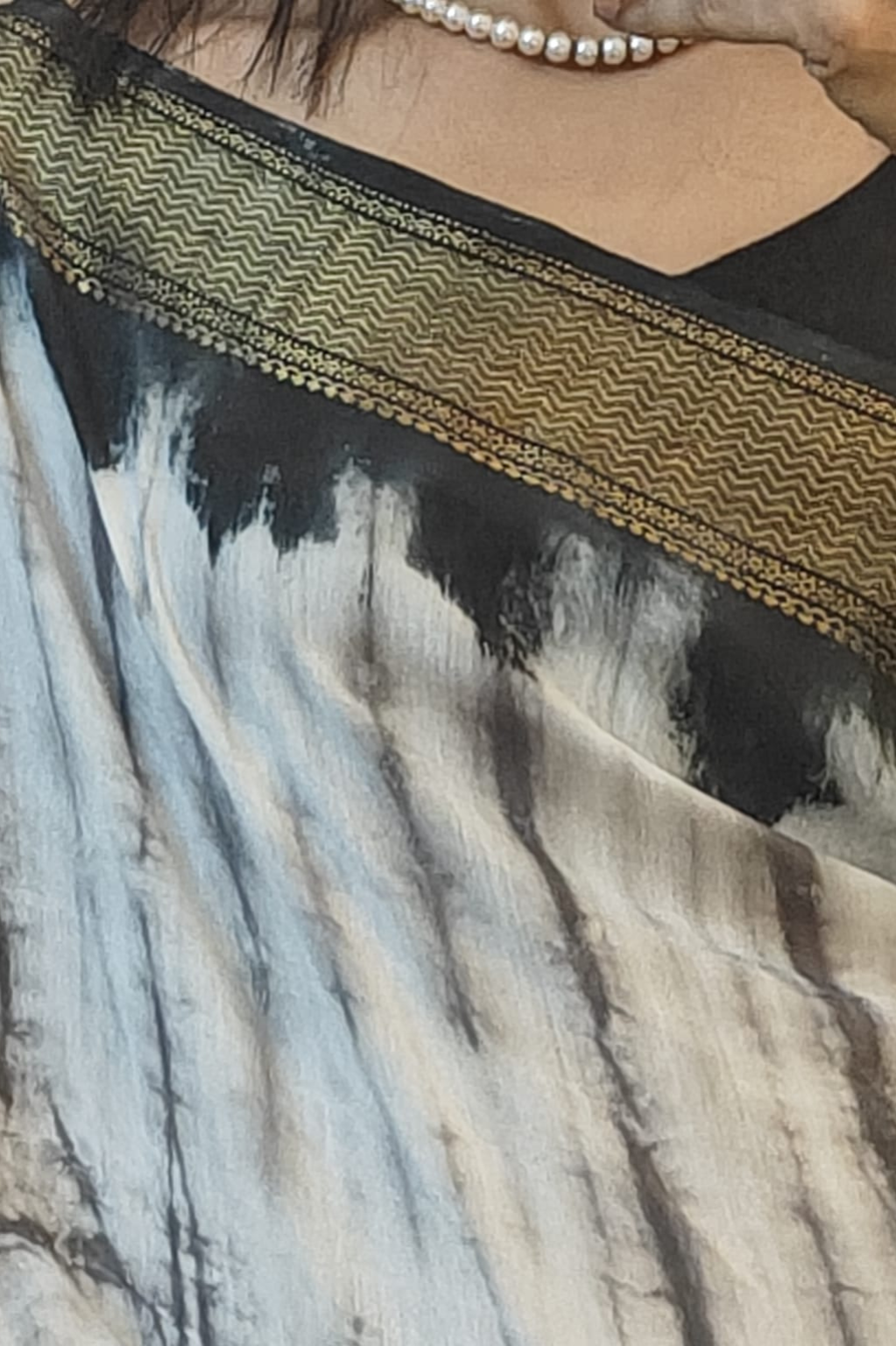 Black Chanderi Cotton Saree - Image 3